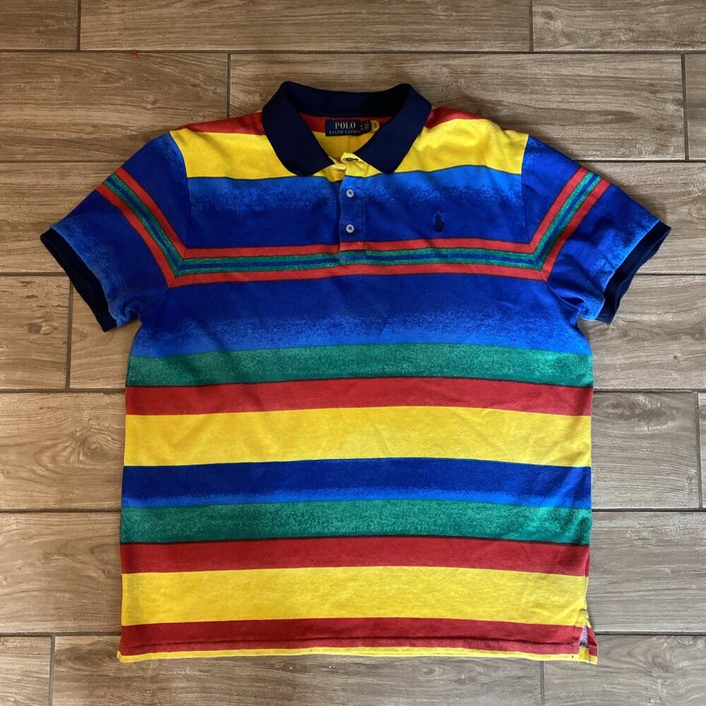 Polo Ralph Lauren Polo Shirt Classic Fit Striped Color Block Size XL